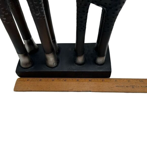 Vintage Mother & Baby Elephant Statue 17"x 7.5" Silver Gold-tone Metal & Wood - Picture 10 of 13